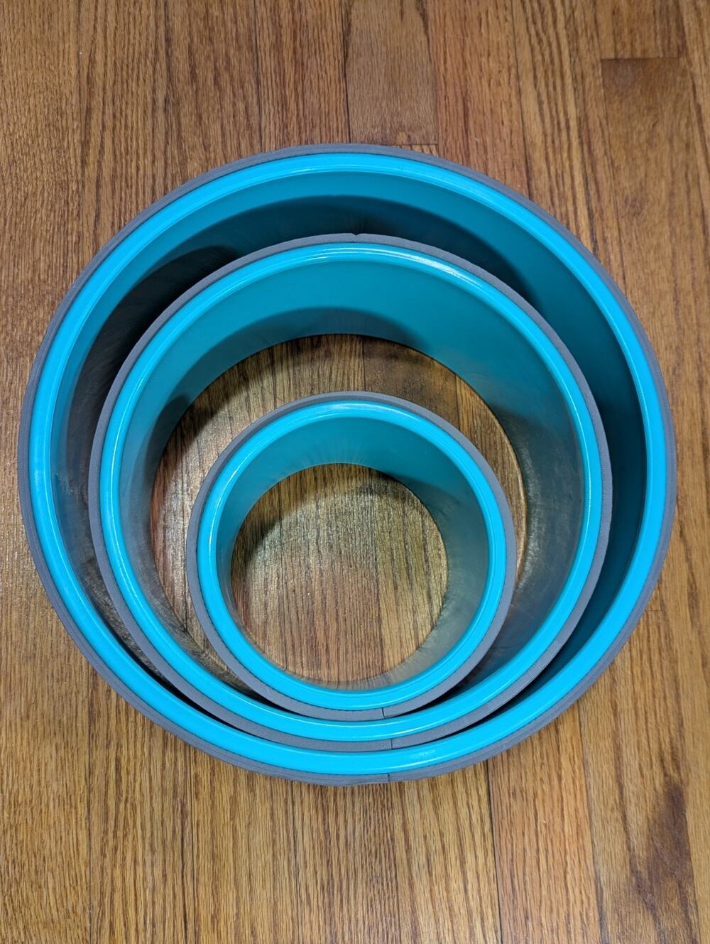 Yoga Wheel Set of 3 Teal Gray Foam Back Roller Spine Stretch Fitness Massage